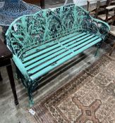 A Brambley Garden Furniture Lily of the Valley pattern cast aluminium garden bench, length 154cm,