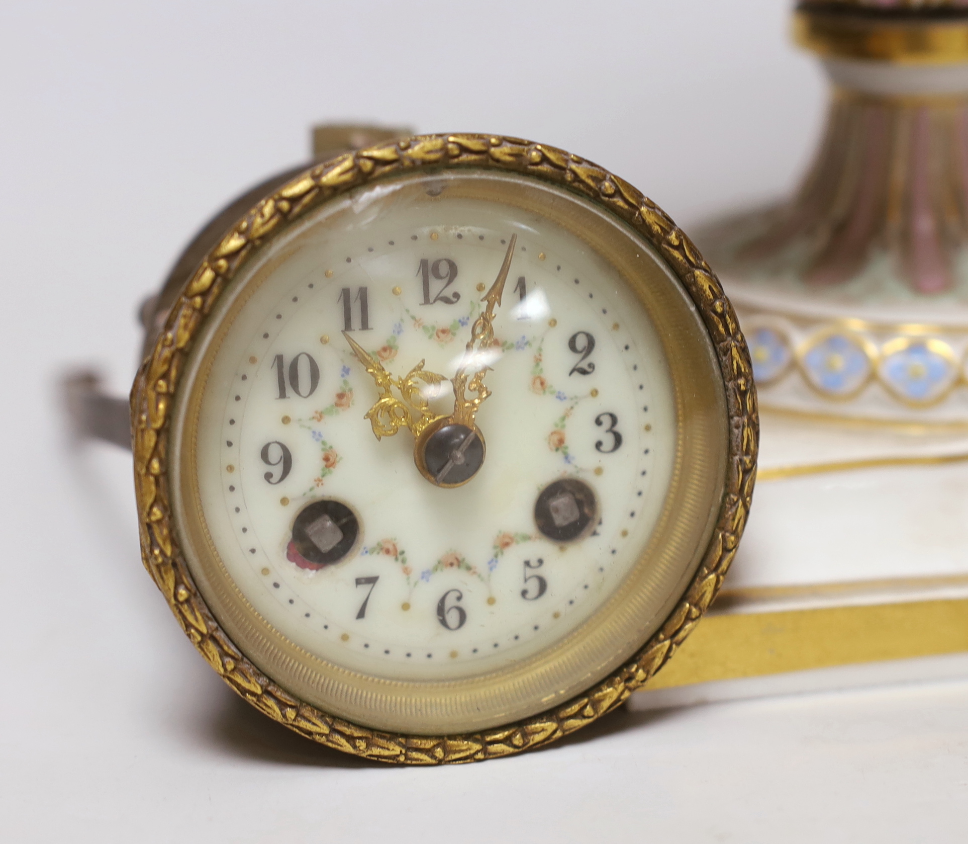A late 19th century Meissen clock of square form with Watteau scenes and lion mask handles, top - Image 2 of 5