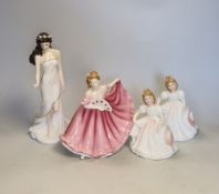 Thirteen Royal Doulton figures and two Royal Worcester figures, all boxed, together with four