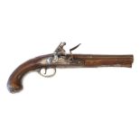 A partly silver mounted flintlock holster pistol by E. North of London, c.1760, engraved iron