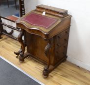 A Victorian inlaid walnut Davenport, width 55cm, depth 54cm, height 82cm