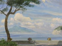 Douglas Ettridge (1927-2009), oil on canvas, Continental lakeside landscape, signed and dated