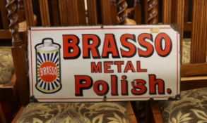 An original enamel advertising sign 'Brasso Metal Polish', width 51cm, height 26cm
