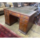 A late Victorian mahogany kneehole desk, length 122cm, depth 68cm, height 77cm