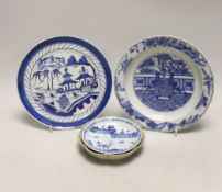 Four Chinese plates including two Kangxi