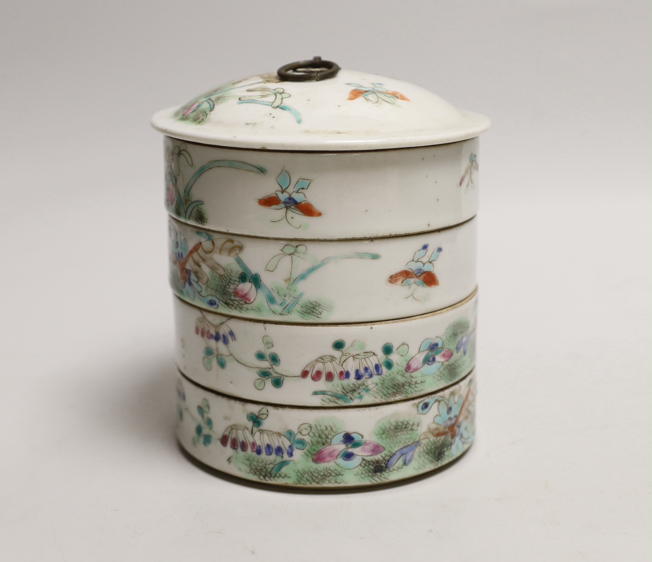 An early 20th century Chinese stacking food container, 13.5cm - Image 2 of 5