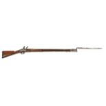 A 10 bore Brown Bess British military flintlock musket, barrel length 36.5 inches, regulation locked