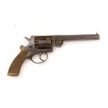 A five shot 38 bore Beaumont Adams patent double action percussion Dragoon pistol, retaining much of