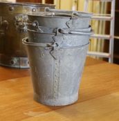 Four vintage galvanised buckets