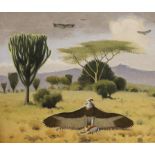 Keith Henderson (1883–1982) oil on board, Vulture before a landscape, signed, 59 x 49cm