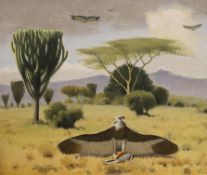 Keith Henderson (1883–1982) oil on board, Vulture before a landscape, signed, 59 x 49cm