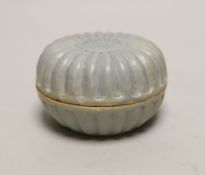 A Chinese qingbai lobed box and cover, 6.5cm high