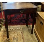 A George III mahogany side table, single frieze drawer, width 73cm, depth 46cm, height 71cm