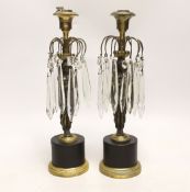 A pair of Regency style figural table lustres, 31cm
