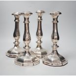 A set of four 19th century Austro-Hungarian white metal candlesticks, dated 1863, height 27.4cm,