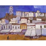 Geoffrey Lintott (20th century) mixed media, Poros, Greece signed and dated ‘62, 44 x 33cm