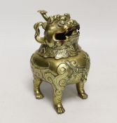 A Chinese bronze 'lion dog' incense burner, 18cm