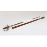 An Edward VII infantry officer's sword in leather scabbard, blade 85cm