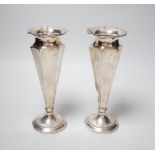 A pair of George V silver mounted spill vases, Deakin & Francis, Birmingham, 1910, height 20.4cm,
