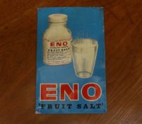 A small advertising board 'ENO Fruit Salt', width 23cm, height 36cm