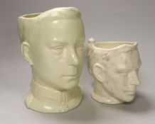 A Bretby character jug - Edward VII and another, tallest 21cm