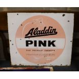 An original enamel advertising sign 'Aladdin Pink, The Premier Paraffin', width 48cm, height 42cm