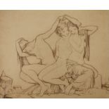 Sir William Russell Flint (1880-1969) etching, Three nude women, signed, details verso, 16 x 14cm