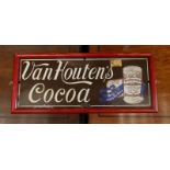 An original framed enamel advertising sign 'Van Houten's Cocoa', width 40cm, height 17cm