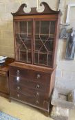A George III banded mahogany secretaire bookcase, length 104cm, depth 56cm, height 230cm