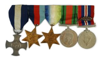 An unnamed WWII DSC group, including; War Medal with mentioned in despatches oak leaf, Defence