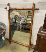 A late 19th century French rectangular faux bamboo wall mirror, width 69cm, height 93cm
