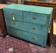A Victorian style painted pine four drawer chest, width 114cm depth 42cm, height 90cm