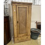 A Victorian pine single door wardrobe, width 86cm, depth 50cm, height 179cm