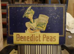 An original advertising board 'Benedict Peas', width 73cm, height 49cm