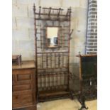A late 19th century French faux bamboo mirrored hall stand, width 81cm, height 209cm