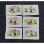 Vera Paterson ( Reg Maurice), set of six 20th century watercolours on card, Humorous children,