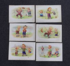 Vera Paterson ( Reg Maurice), set of six 20th century watercolours on card, Humorous children,