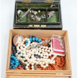 A quantity of assorted mainly costume jewellery, etc, including a pair of 9ct and coral set drop