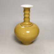 A Chinese yellow ground bottle vase, 25cm high