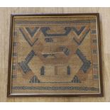 Two Indonesian framed woven panels, largest 44cm wide x 47 high
