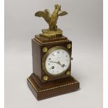 A French mahogany and ormolu mounted mantel clock, retailed by Dent, London, surmounted with a