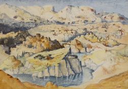 Geoffrey Lintott (20th century) watercolour, Mediterranean landscape, signed, 37 x 26cm