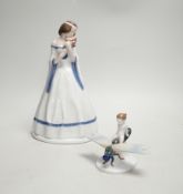 Two Rosenthal figurines comprising Rose Maid and Gilding Flight, the largest 25cm high