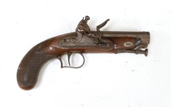 An 18 bore flintlock travelling pistol by John Cuff, octagonal barrel engraved 106 Regent Street