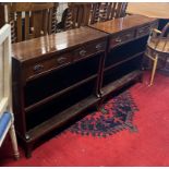 A pair of reproduction George III style mahogany open bookcases, width 80cm, depth 25cm, height