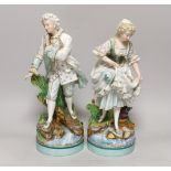 A pair of large French porcelain figures, late 19th century, 33cm tall