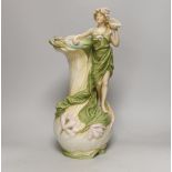 A large Royal Dux Art Nouveau figural jug, 44cm high