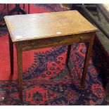 A George III mahogany side table with single drawer, raised on tapered squared legs, width 68cm,