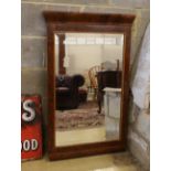 A French Empire style amboyna wall mirror, width 68cm, height 110cm