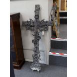 A large Victorian cast iron cross, height 123cms